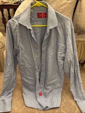 Light Blue Herringbone Men’s Dress Shirt by Rufus
